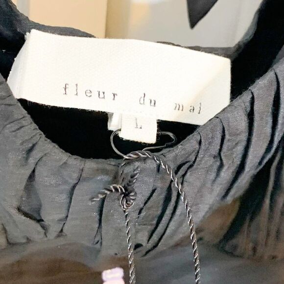Fleur Du Mal Ice Cream Embroidery Top Blouse Bustier Tie Back Women’s Size Large - Picture 9 of 12